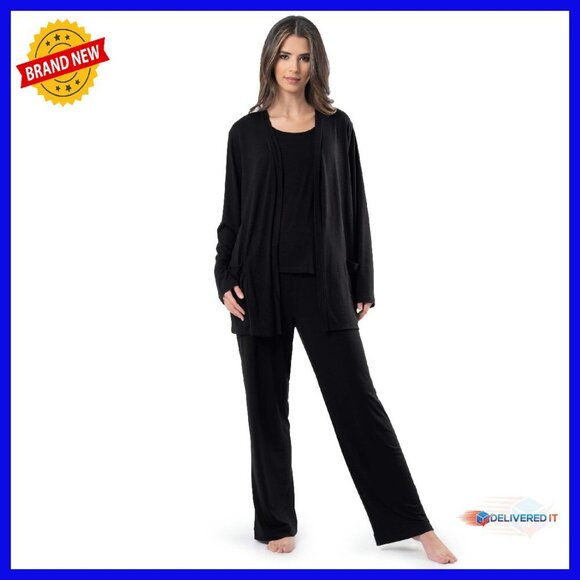Breathable Sleep Set Tank Pants Cardigan Soft Jersey Lounge Wear